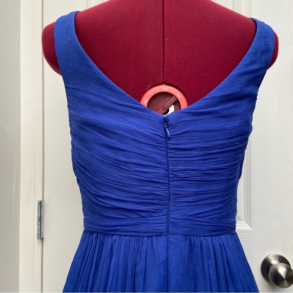 J.Crew women royal blue 100% silk, lined sleeves less midi dress. Size 6. Used. - Picture 5 of 9